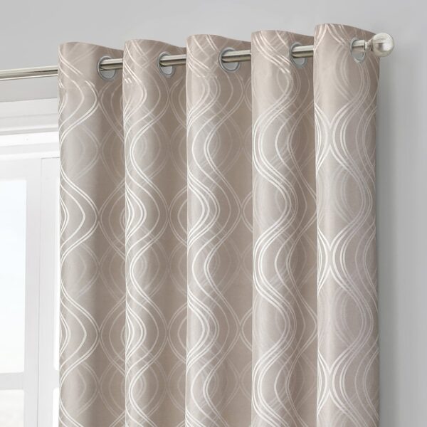 Clarissa_jacquard_beige_eyelet_curtains_MAIN.jpg Velosso Clarissa Beige Jacquard Ready Made Eyelet Curtains