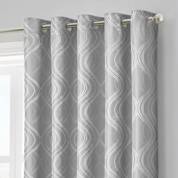 Velosso Clarissa Grey Jacquard Ready Made Eyelet Curtains