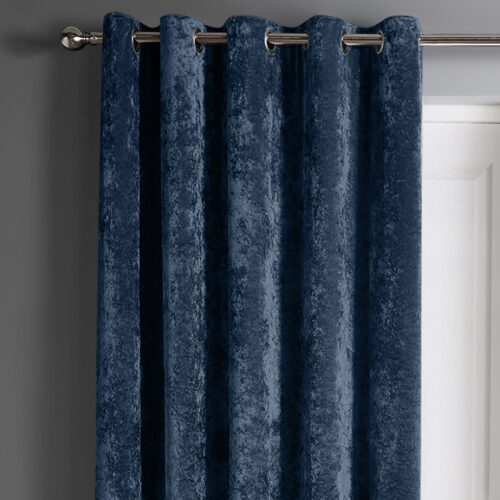 Intimates Crushed Velvet Eyelet Navy Blue Door Curtain