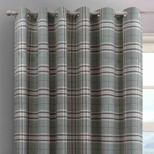 Intimates Hugo Check Grey Ready Made Eyelet Curtains