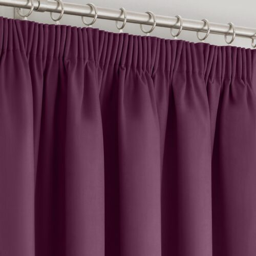 Velosso Manhattan Plum Pencil Pleat Blackout Curtains