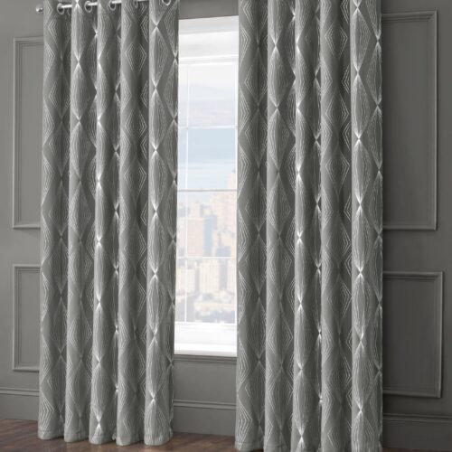 Velosso Onyx Grey Thermal Blackout Ready Made Eyelet Curtains