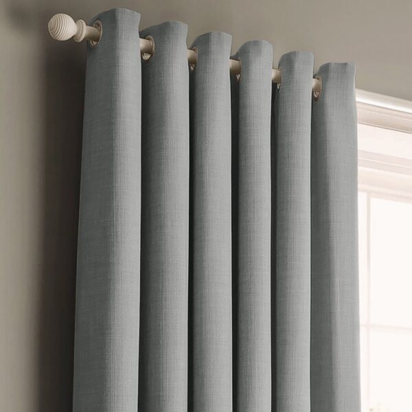 Panama_grey_eyelet_curtains_MAIN.jpg Velosso Panama Grey Ready Made Cotton Eyelet Curtains