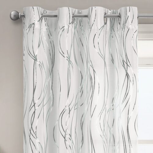 Velosso Swirls Eyelet Silver Voile Panel